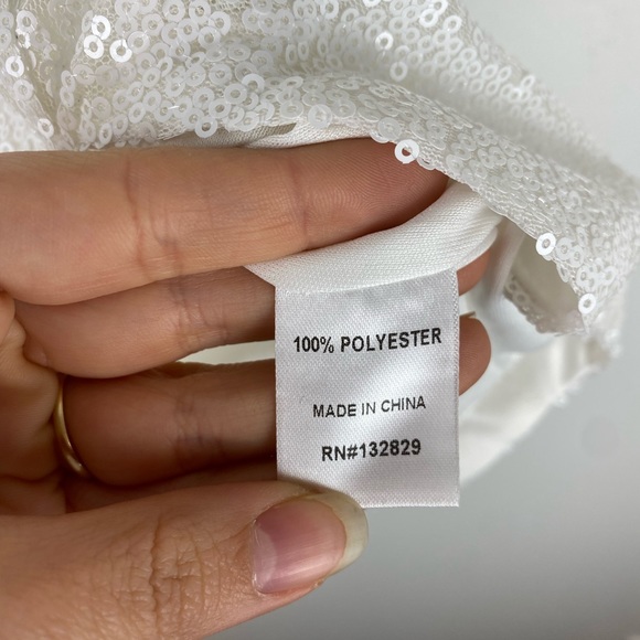 Superdown Revolve Cicely Mini Dress White Sequined One Strap Cocktail Bridal M - Picture 5 of 9